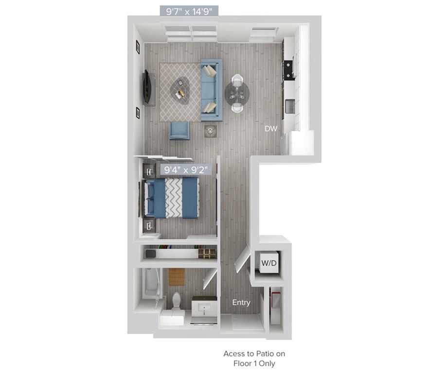 1 bed |  1 bath |  "apartment"