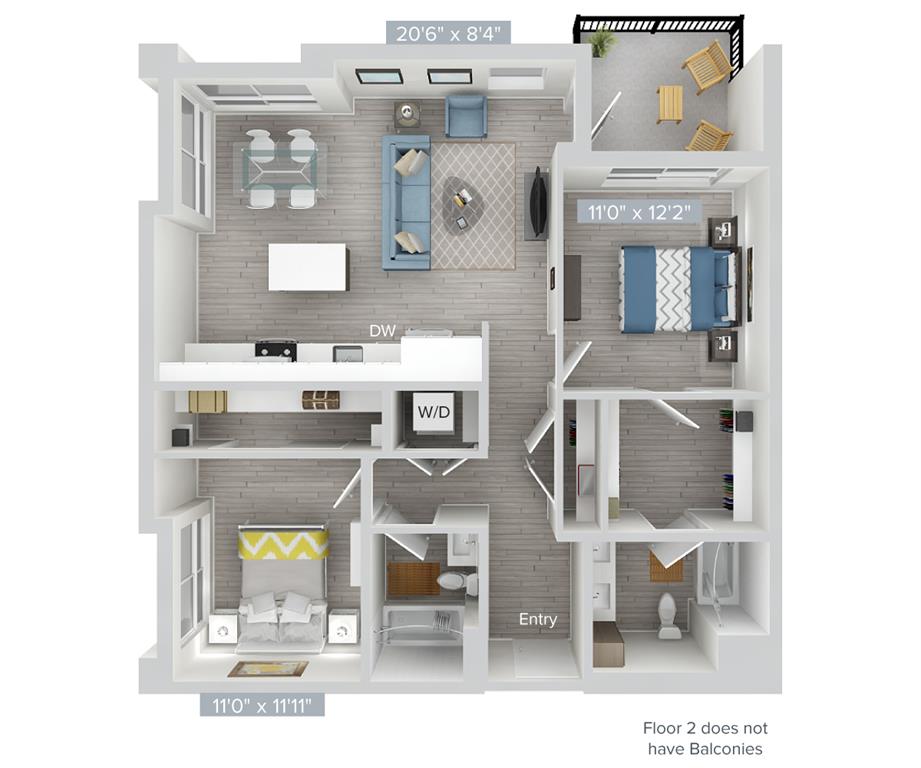 2 beds |  2 baths |  "apartment"