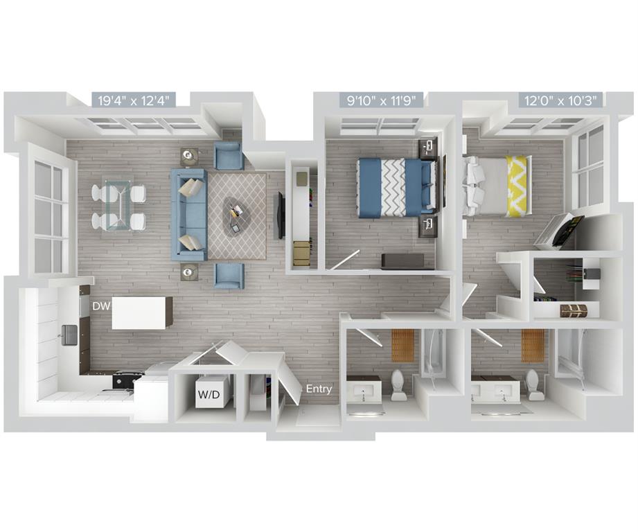 2 beds |  2 baths |  "apartment"