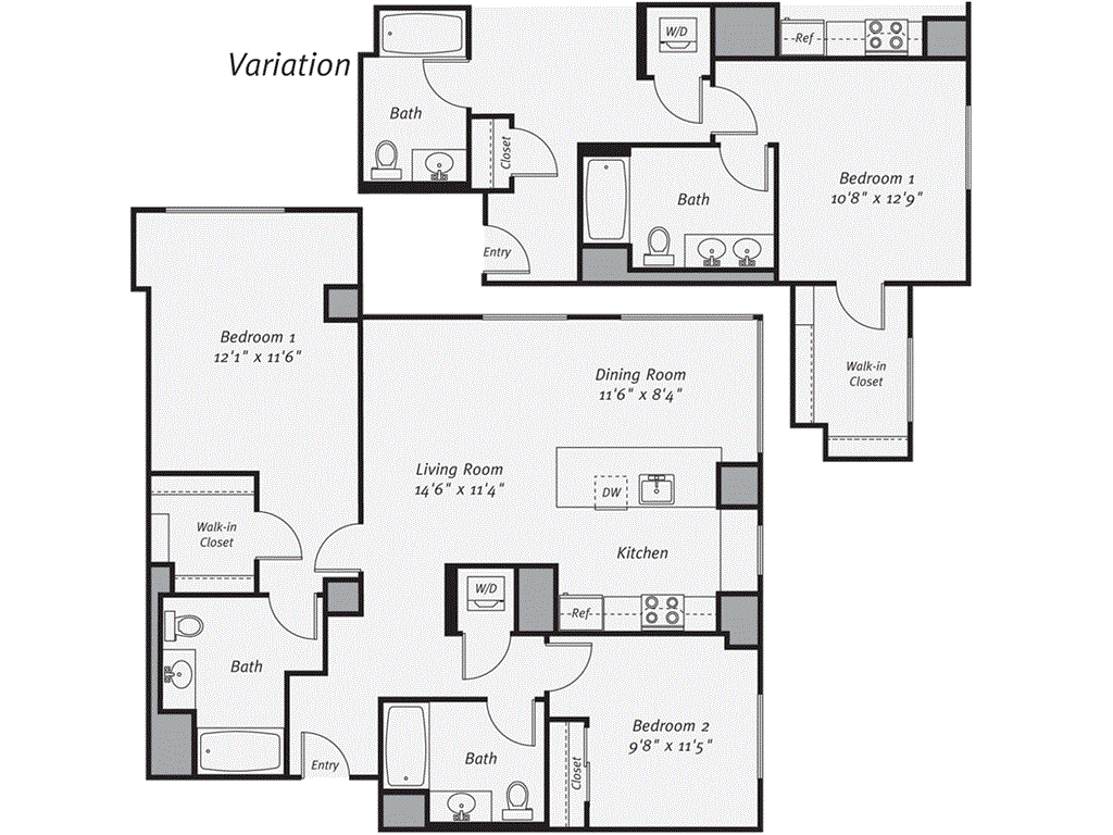 2 beds |  2 baths |  "apartment"
