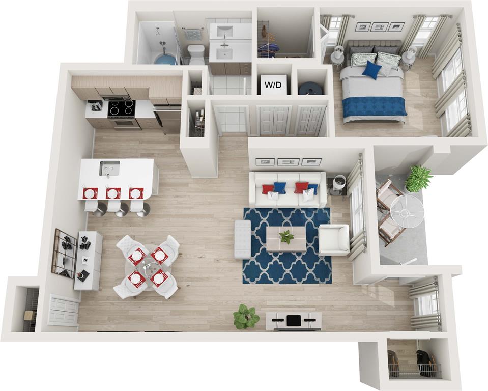 A5-1BR-1BA-849sf floor plan
