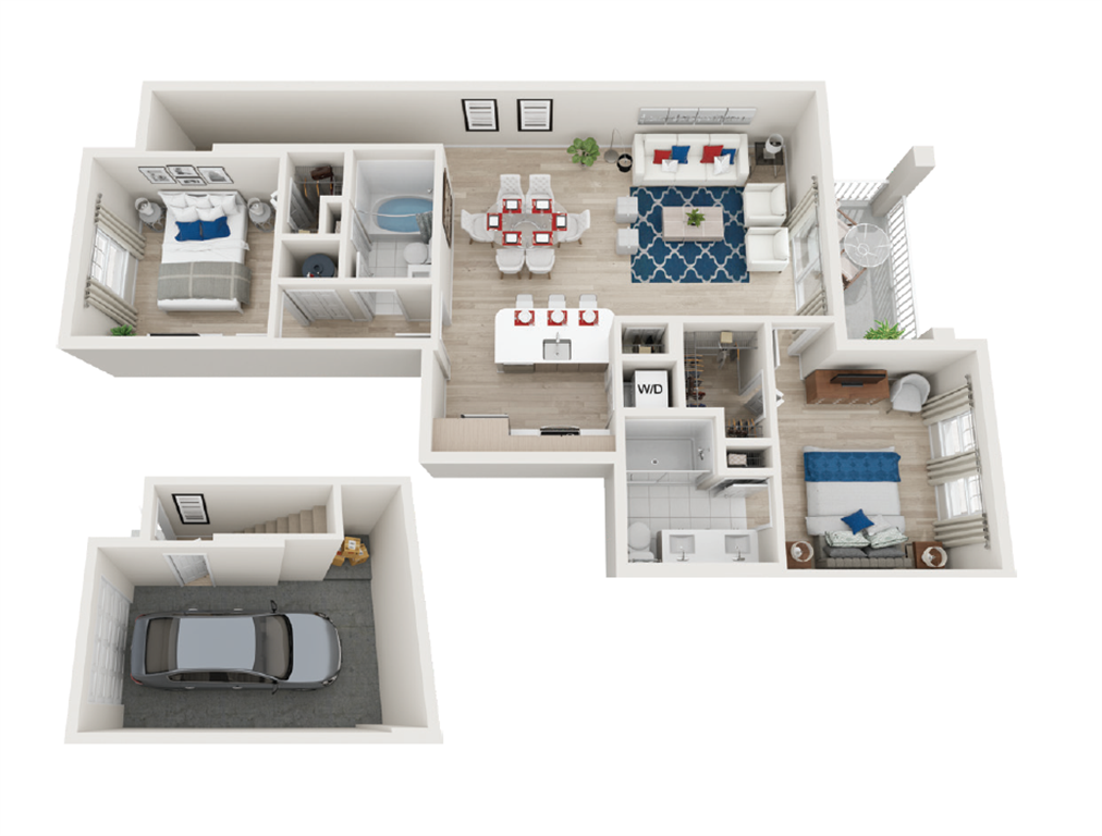 B5-2BR-2BA-1111sf floor plan