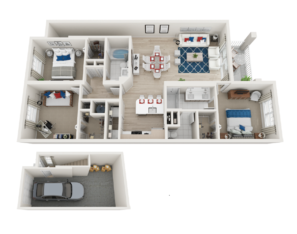 C3-3BR-2BA-1393-1418sf-garage floor plan