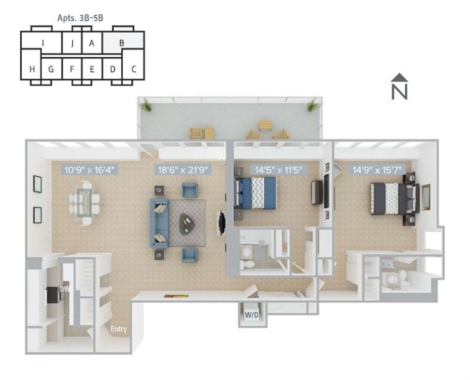 B9-1400SF-3B-5B-Classic floor plan