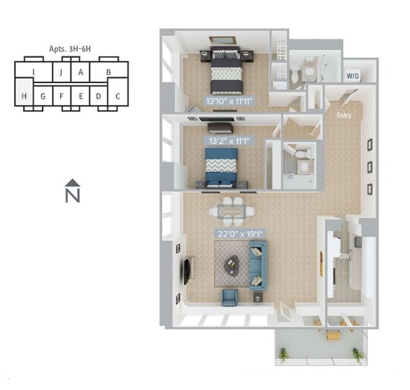 B2-1215SF-3H-6H-Classic floor plan