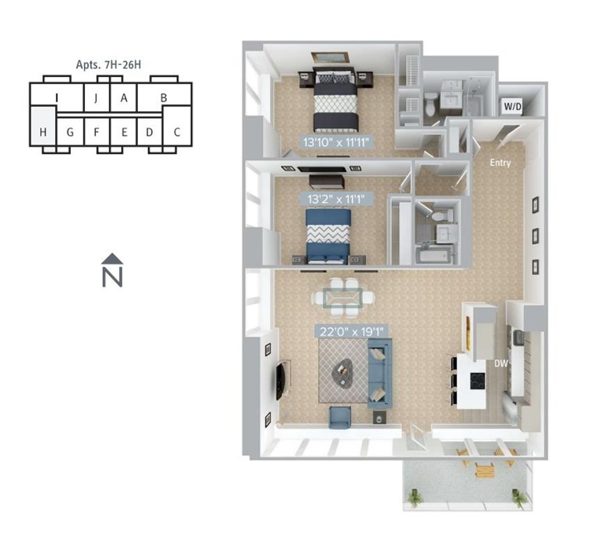 B2-1215SF-7H-26H floor plan
