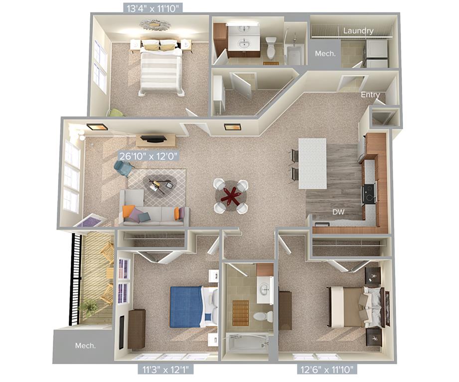 C1-2-1404sq floor plan