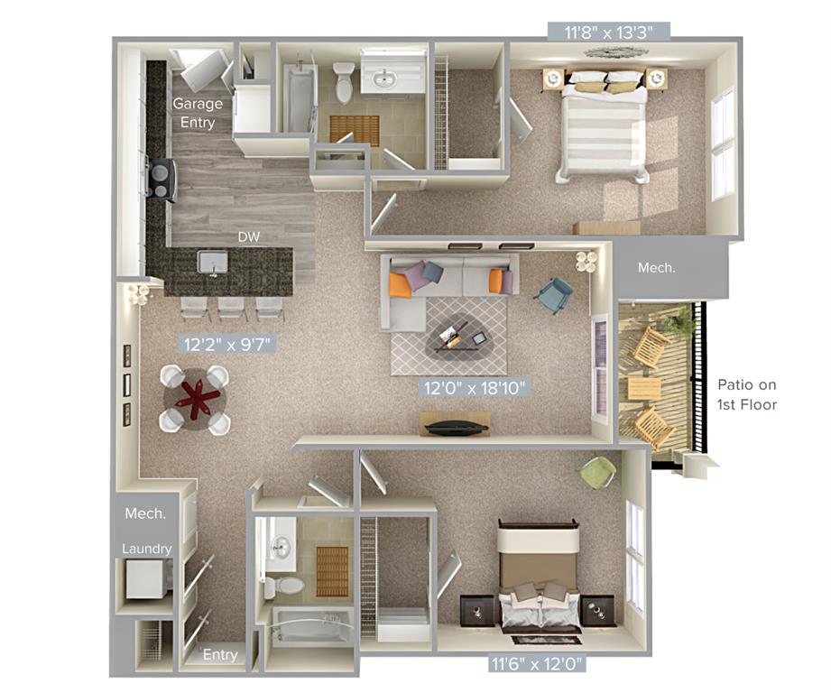 B1-1-Gar-1211sq floor plan