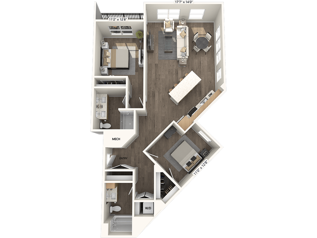 B7-1189-1236sf-FinishIII-NoBalcony floor plan