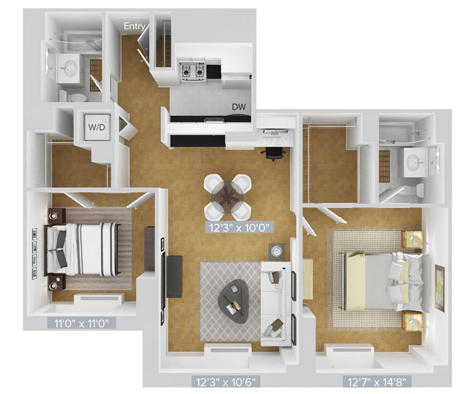 B2-1037-2bath floor plan