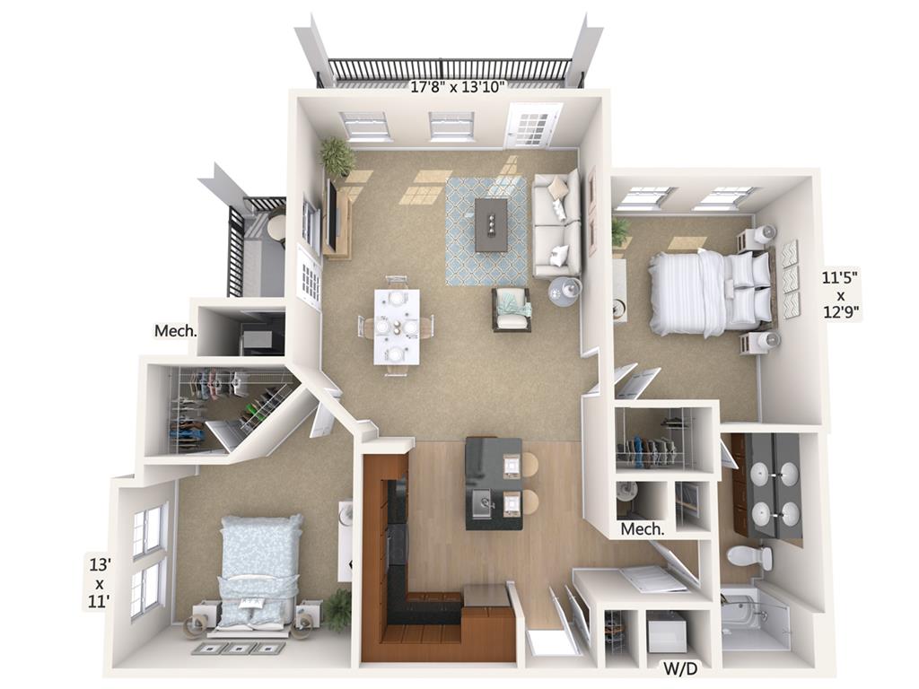 B1-2-1068sq floor plan
