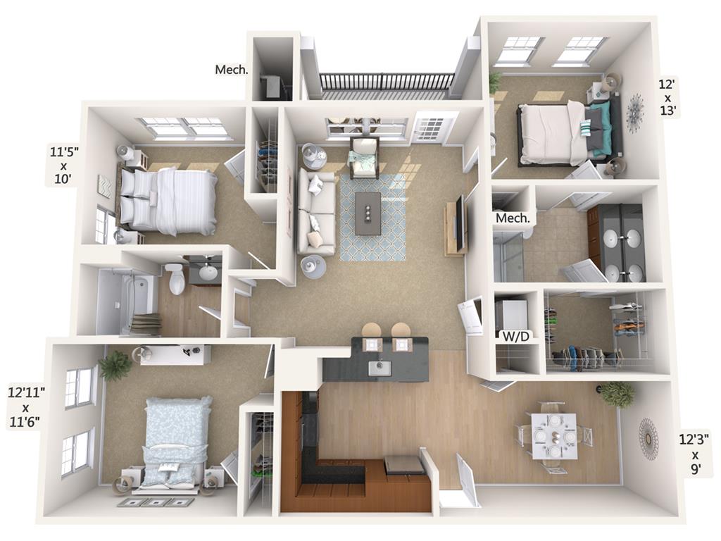 C1-1-1305sq floor plan