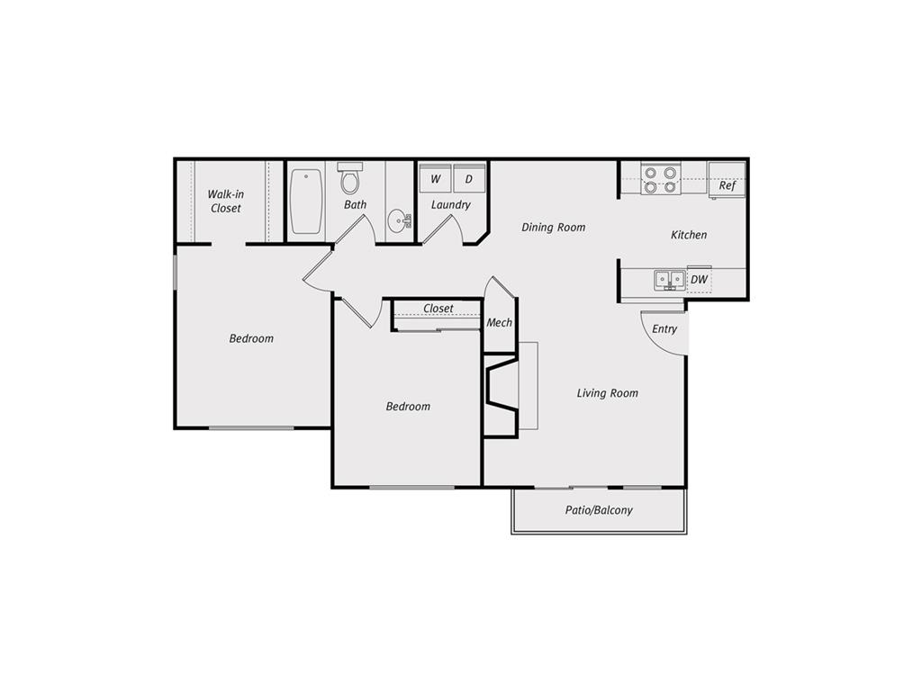 2B1Ba floor plan