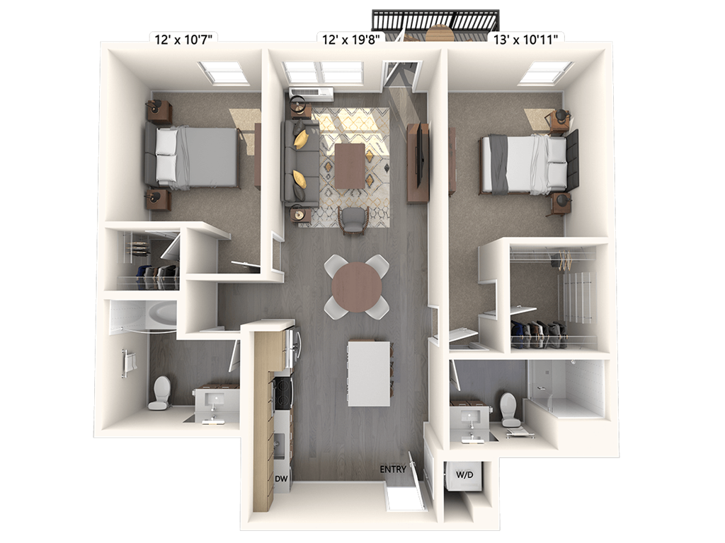 B1-1068-1075sf-DII floor plan